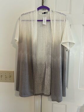 Lane Bryant Ombre White to Gray Open Front Cardigan NWT